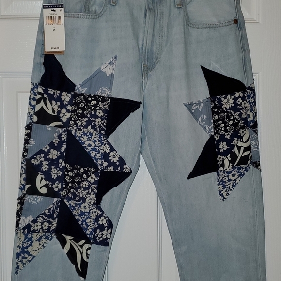 POLO Ralph Lauren The Avery Boyfriend Jeans Star Quilt Patchwork Pattern Size 26 - Picture 10 of 10